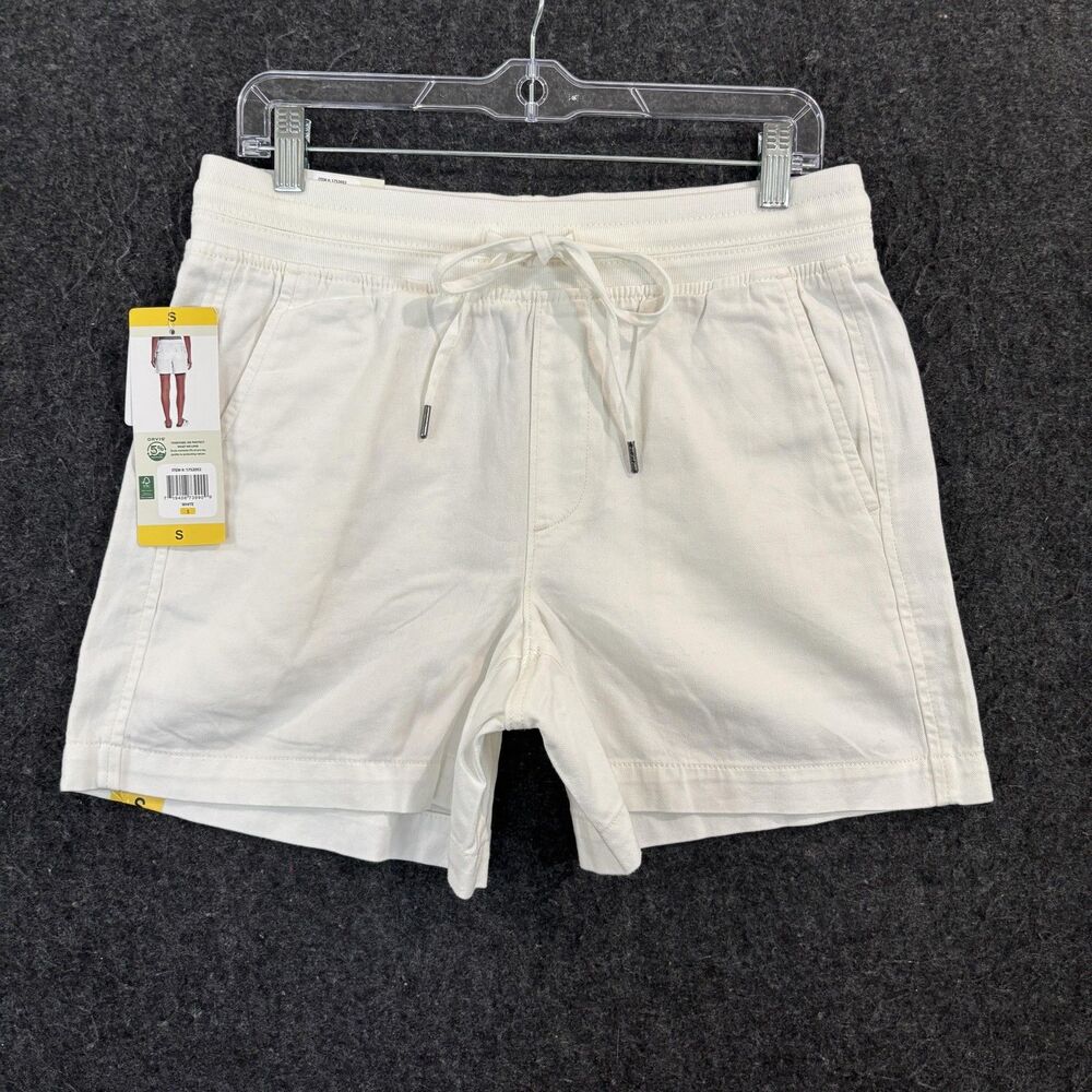 Orvis Chino Shorts Women's Small White Twill Elastic Waist Drawstring Pockets